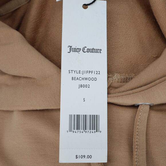 Juicy Couture Top Womens Small Brown Sweatshirt Hooded Tunic Logo on Back New - Picture 8 of 16